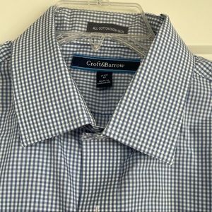 Mens 17-1/2/36 Croft & Barrow blue plaid dress shirt